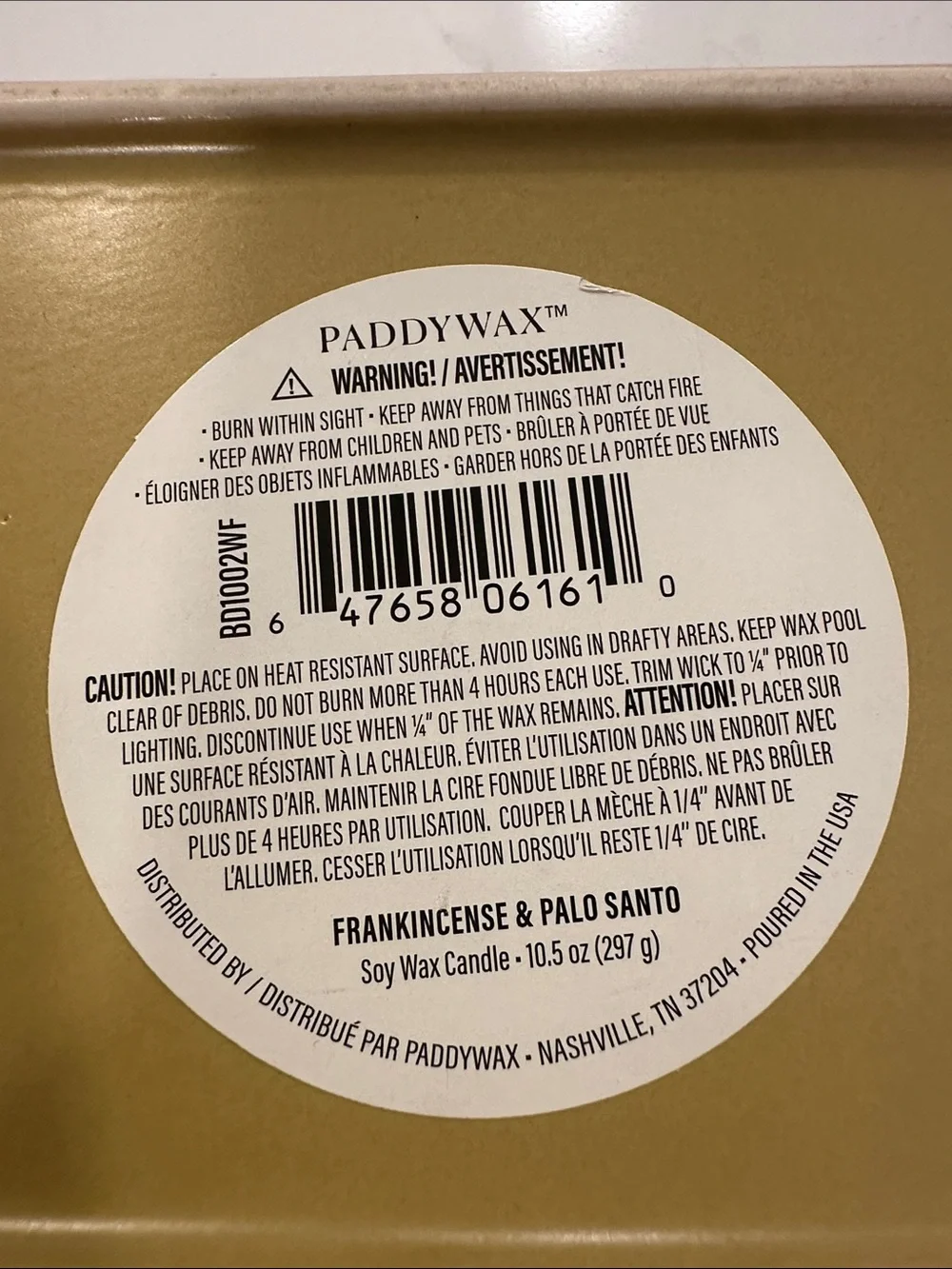 NWT Paddywax Frankincense & Palo Santo Soy Wax Candle